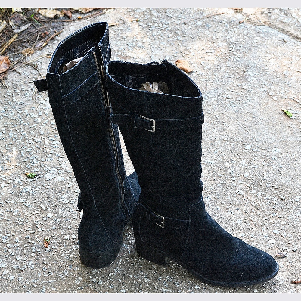 COLE HAAN BLACK LEATHER SUEDE CALF BOOTS sz 9M